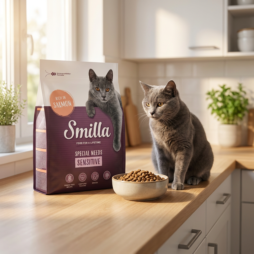 Smilla Adult Sensitive sucha karma dla kota bezzbożowa 4 kg – dla wrażliwych kotów, łosoś