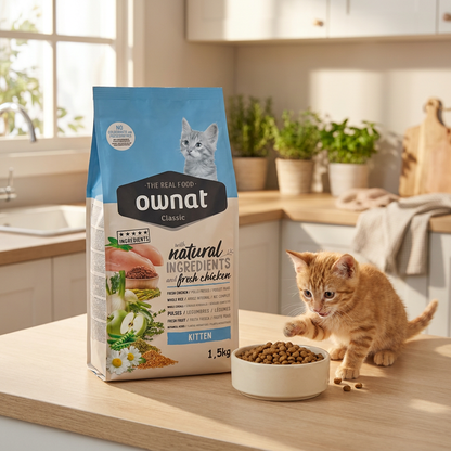 Ownat Cat Kitten sucha karma dla kociąt 1,5 kg z kurczakiem – dla kociąt i karmiących kotek