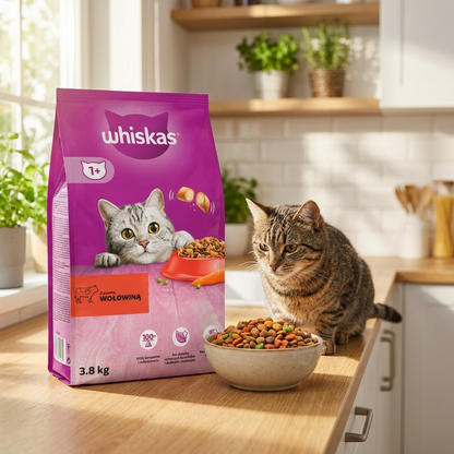 Whiskas sucha karma dla kota z wołowiną 3,8 kg – pełnoporcjowa, dla kotów dorosłych