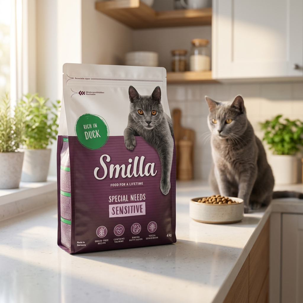 Smilla Adult Sensitive sucha karma dla kota bezzbożowa z kaczką 4 kg – dla wrażliwych