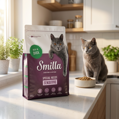 Smilla Adult Sensitive sucha karma dla kota bezzbożowa z kaczką 4 kg – dla wrażliwych