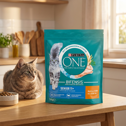 Purina ONE Senior 11+ sucha karma dla kota z kurczakiem 1,4 kg – dla starszych kotów