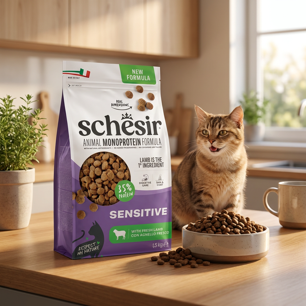 Schesir karma sucha dla kota z jagnięciną 1,5 kg – monobiałkowa Sensitive, dla dorosłych