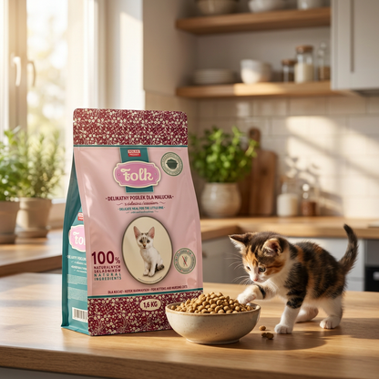 Folk karma sucha dla kociąt bezzbożowa 1,6 kg z prebiotykami – cielęcina i łosoś