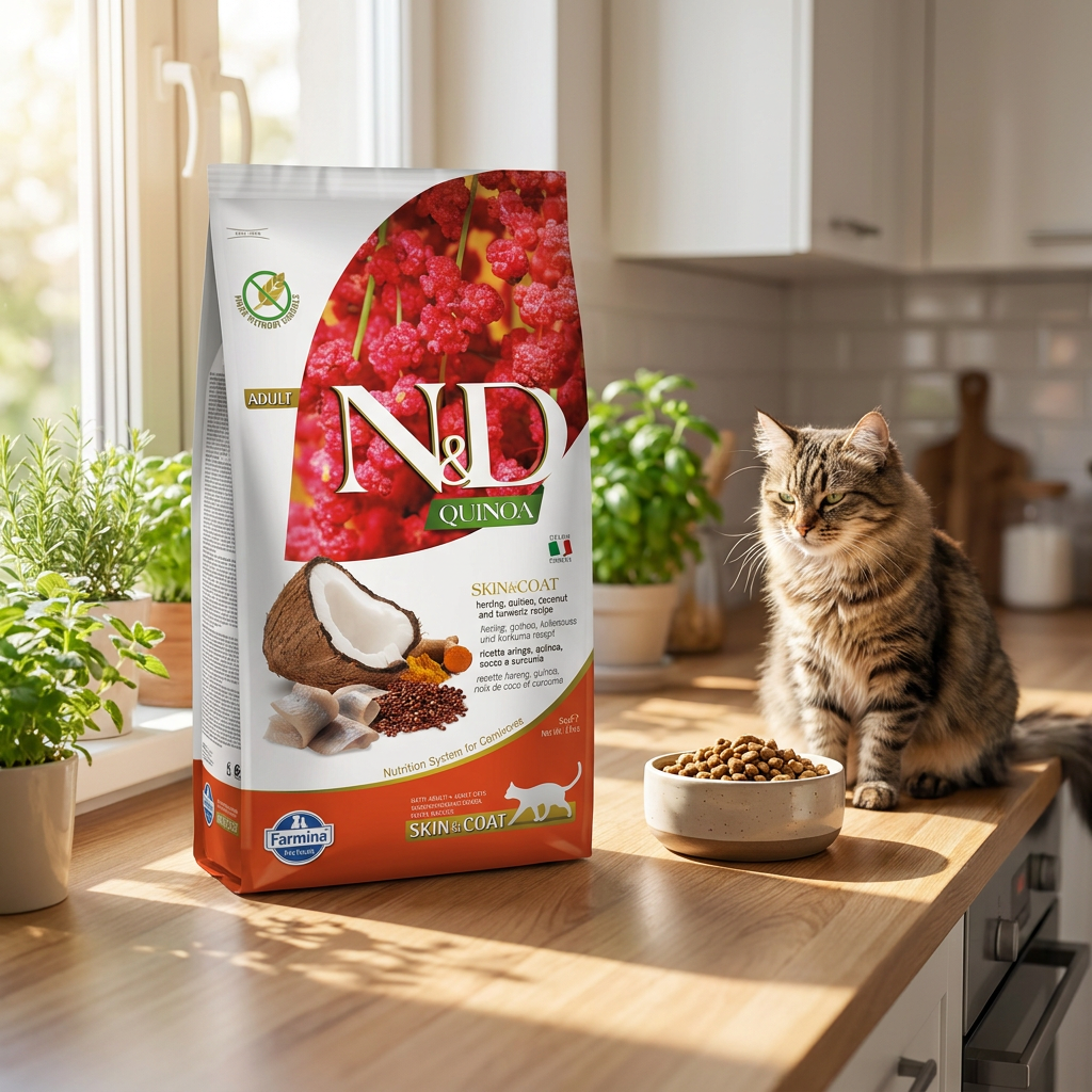 Farmina N&D Quinoa Skin&Coat sucha karma dla kota bezzbożowa 5 kg – śledź