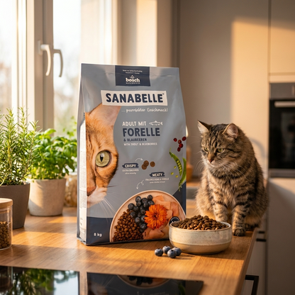 Sanabelle Adult sucha karma dla kotów 8 kg z pstrągiem, omega-3 i omega-6 – smak pstrąg