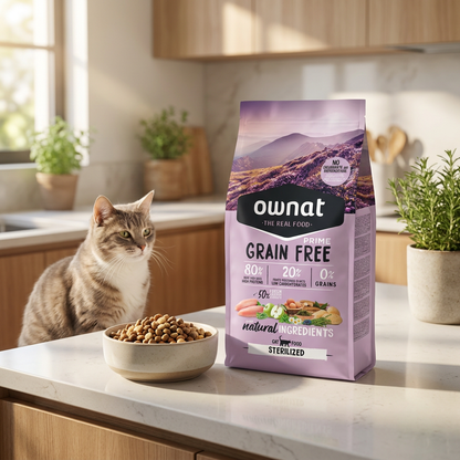 Ownat Prime sucha karma dla kota sterylizowanego bezzbożowa 1 kg – kurczak i indyk