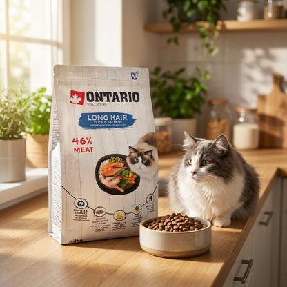 Ontario Cat Long Hair sucha karma dla kota długowłosego 2 kg – kaczka i łosoś
