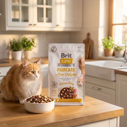 Brit Care Cat Grain-Free Raw Delights Haircare 2 kg – sucha karma dla kota, indyk i łosoś