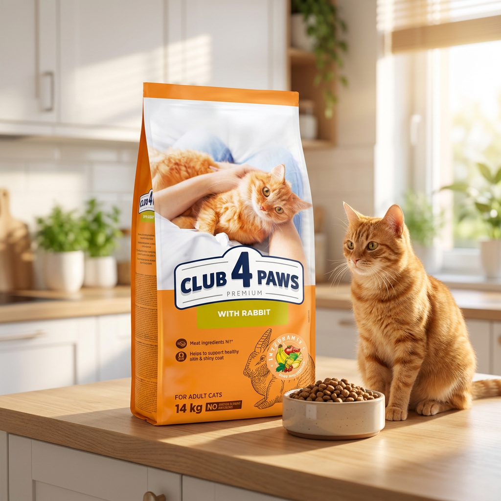 Club 4 Paws Premium sucha karma dla kotów dorosłych 14 kg bezzbożowa z Omega 3 i 6 – królik