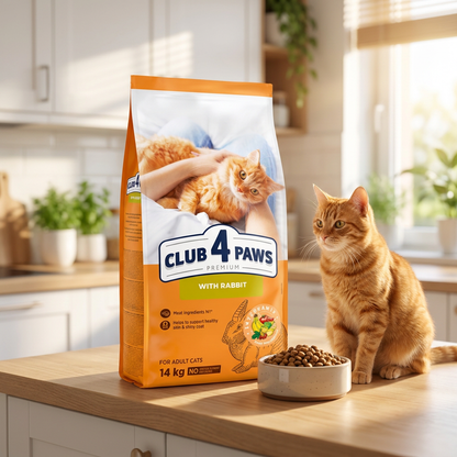 Club 4 Paws Premium sucha karma dla kotów dorosłych 14 kg bezzbożowa z Omega 3 i 6 – królik