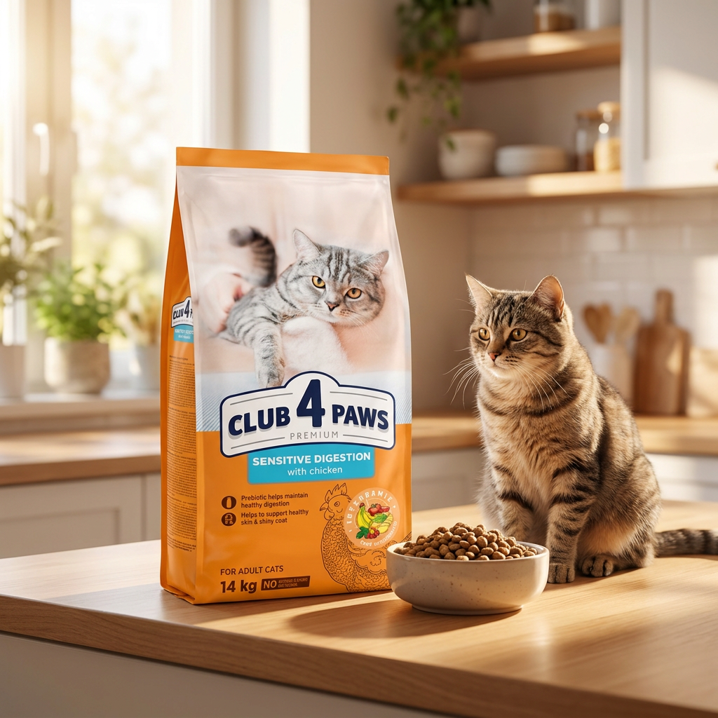 Club 4 Paws Premium sucha karma dla kotów z wrażliwym trawieniem 14 kg – kurczak