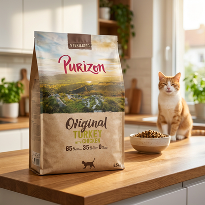 Purizon sucha karma dla kota bezzbożowa 1 kg z indykiem, kurczakiem i wołowiną – mix smaków