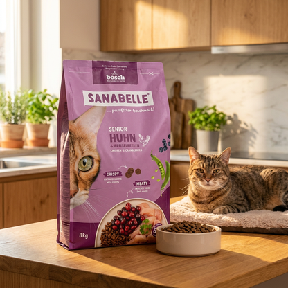 Sanabelle Senior sucha karma dla starszych kotów 8 kg z glukozaminą – smak drób