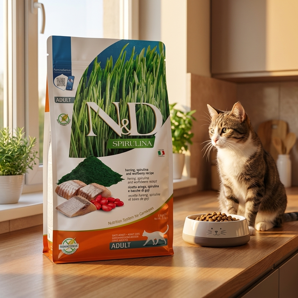 Farmina N&D Spirulina sucha karma dla kota ze śledziem i jagodami goji – 300 g