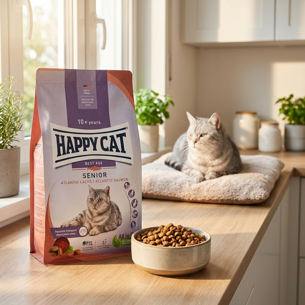 Happy Cat Senior Atlantik-Lachs sucha karma dla starszego kota 1,3 kg – łosoś