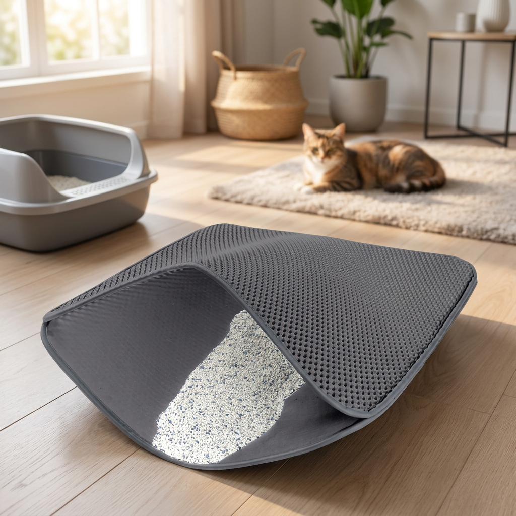 Reverse Mata pod kuwetę dla kota 55 x 75 cm dwuwarstwowa z sitem, pianka EVA – ciemnoszara
