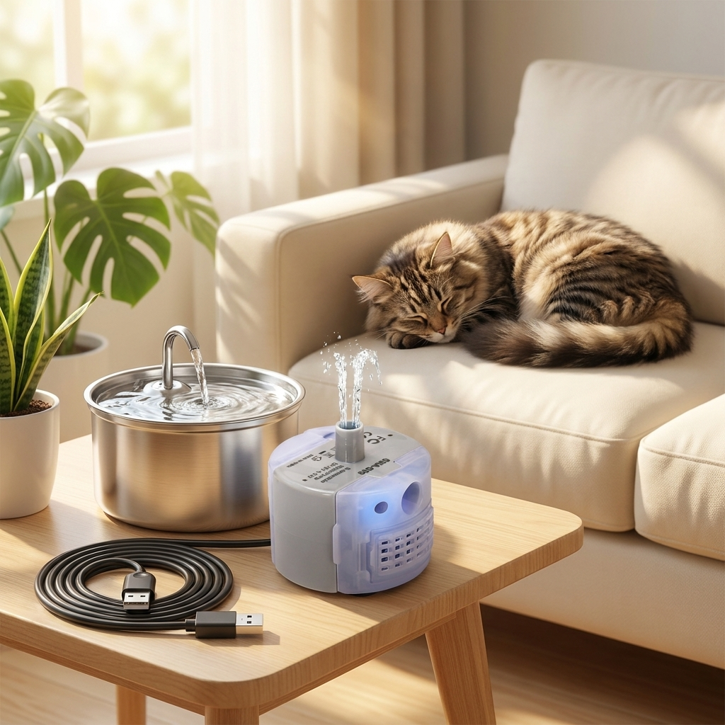 Zamienna pompka do fontanny dla kota USB 5 V – cicha poniżej 20 dB, plastikowa