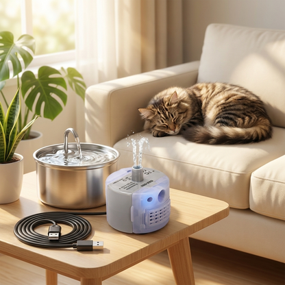 Zamienna pompka do fontanny dla kota USB 5 V – cicha poniżej 20 dB, plastikowa