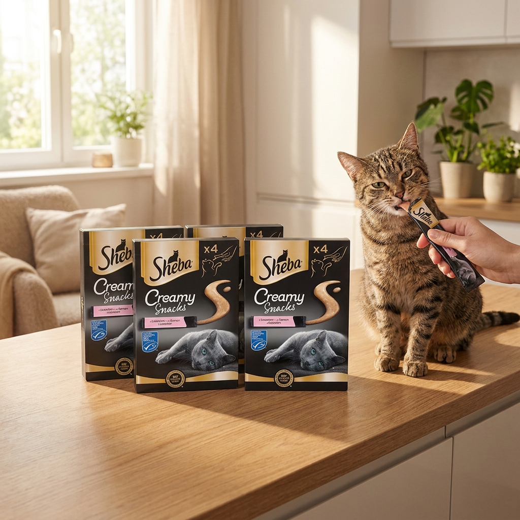 Sheba Creamy Snacks kremowy przysmak dla kota z łososiem 4 x 12 g – dla kotów dorosłych