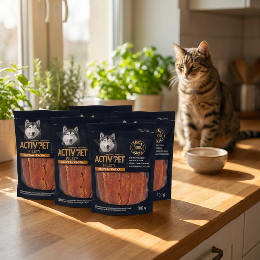Activ Pet filet z kaczki 100% przysmak dla kota bez dodatku cukru – zestaw 5 x 100 g
