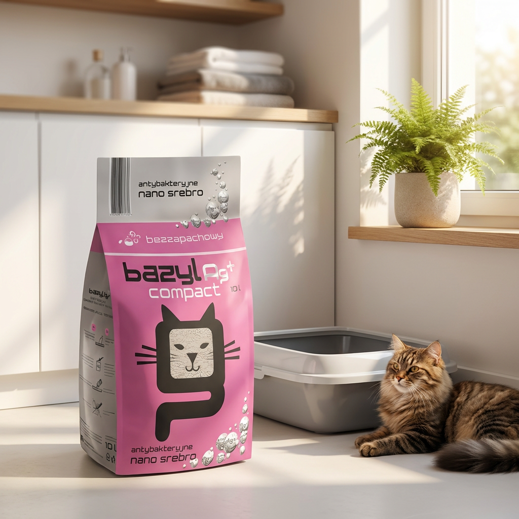 Bazyl Ag+ Compact żwirek bentonitowy dla kota 10 l zbrylający z nano srebrem – bezzapachowy
