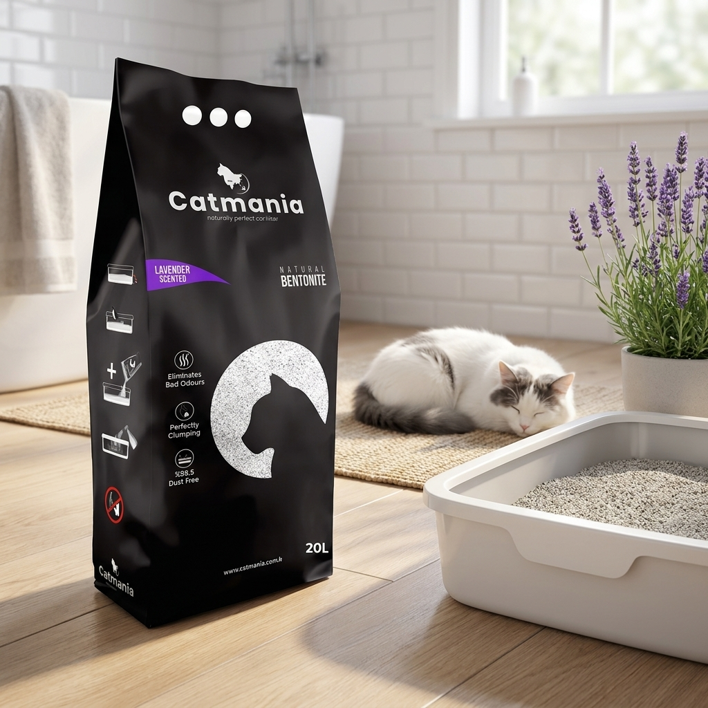 Catmania Żwirek bentonitowy dla kota 20 l zbrylający, bezpyłowy – zapach lawendy