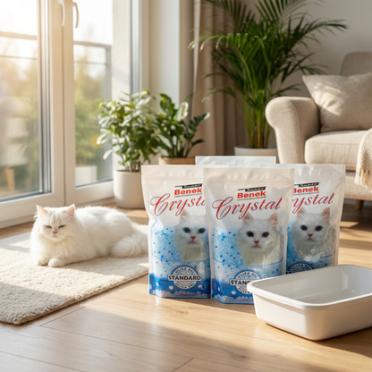 Super Benek Crystal żwirek silikonowy dla kota 4 x 3,8 l, niezbrylający – naturalny