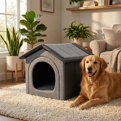 Doggy Miękka buda dla psa 60x70x63 cm – składany domek legowisko XL do domu, grafit