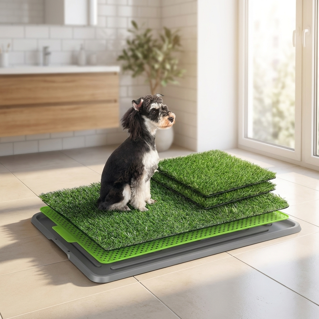 Toaleta dla psa ze sztuczną trawą 68 x 42,5 cm – kuweta z 2 matami, dla psów do 7 kg