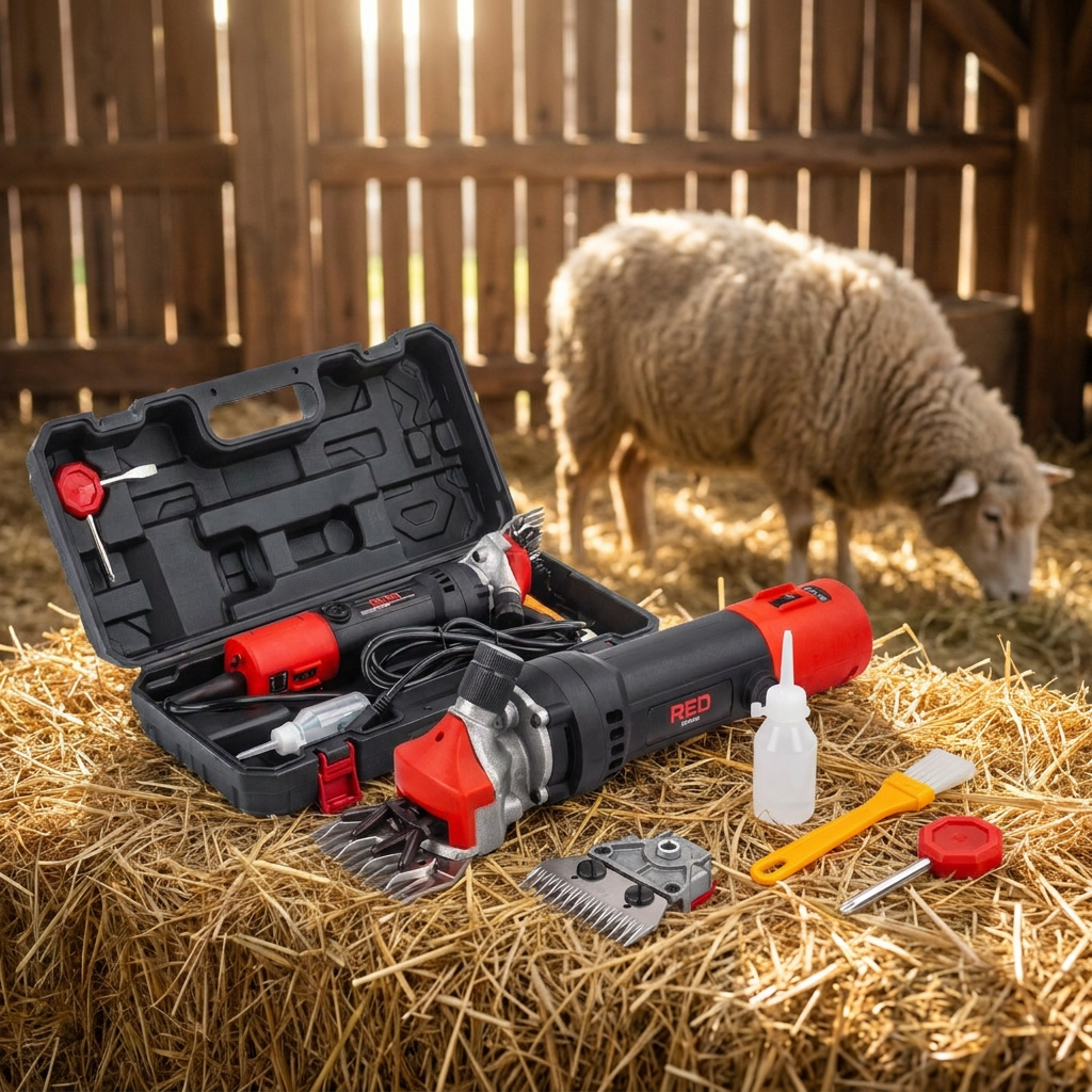 Red Technic Maszynka do strzyżenia owiec i bydła 600 W, ostrze 78 mm, przewód 5 m – z walizką