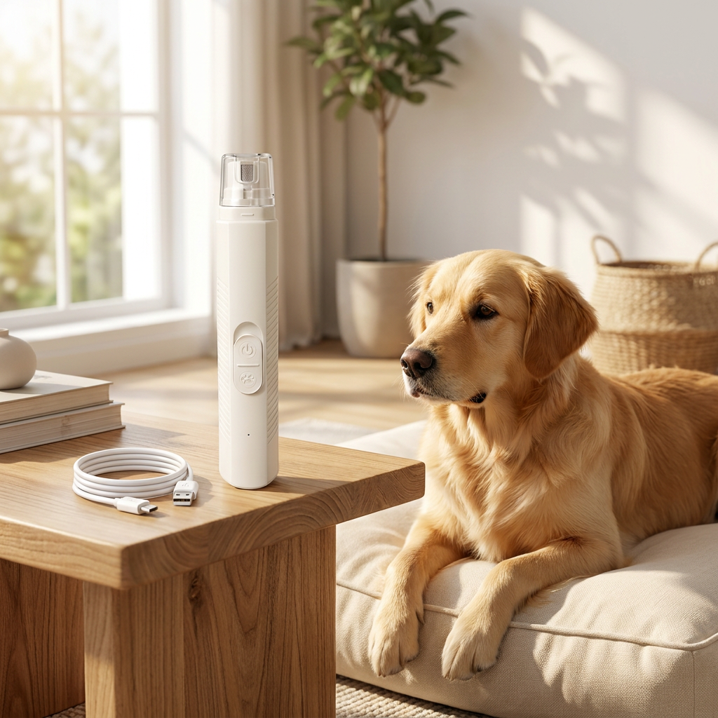 Elektryczny szlifierka do pazurów dla psa i kota, cicha, 2 prędkości, USB – kość słoniowa