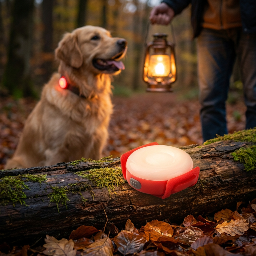 Truelove Moon lampka LED dla psa do obroży i szelek, wodoodporna IP65, ładowana USB – czerwona
