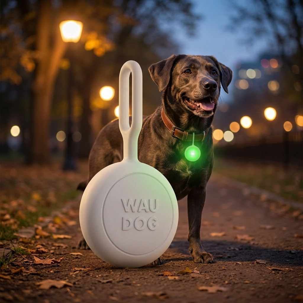 Waudog Świecąca latarka LED dla psa 37 mm, silikonowa, ładowanie USB-C, IP54 – wielokolorowa