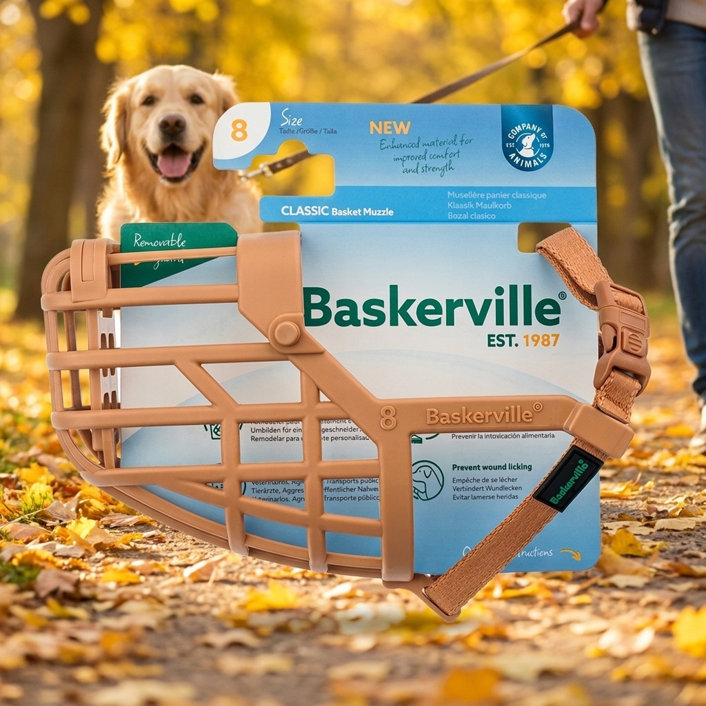 Baskerville Classic 8 kaganiec fizjologiczny dla psa z osłoną, rozmiar L 32 cm – beżowy