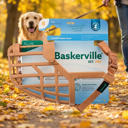 Baskerville Classic 8 kaganiec fizjologiczny dla psa z osłoną, rozmiar L 32 cm – beżowy
