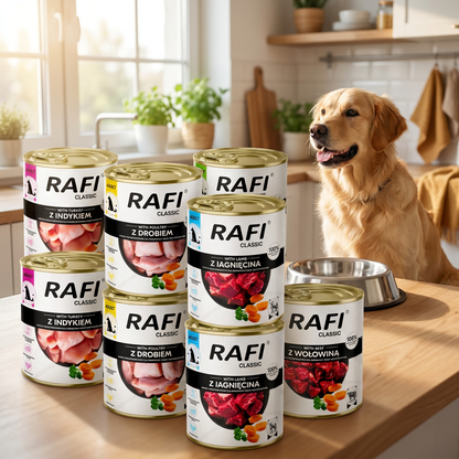 Dolina Noteci Rafi Classic mokra karma dla psa w puszkach 15 x 800 g – mix 5 smaków