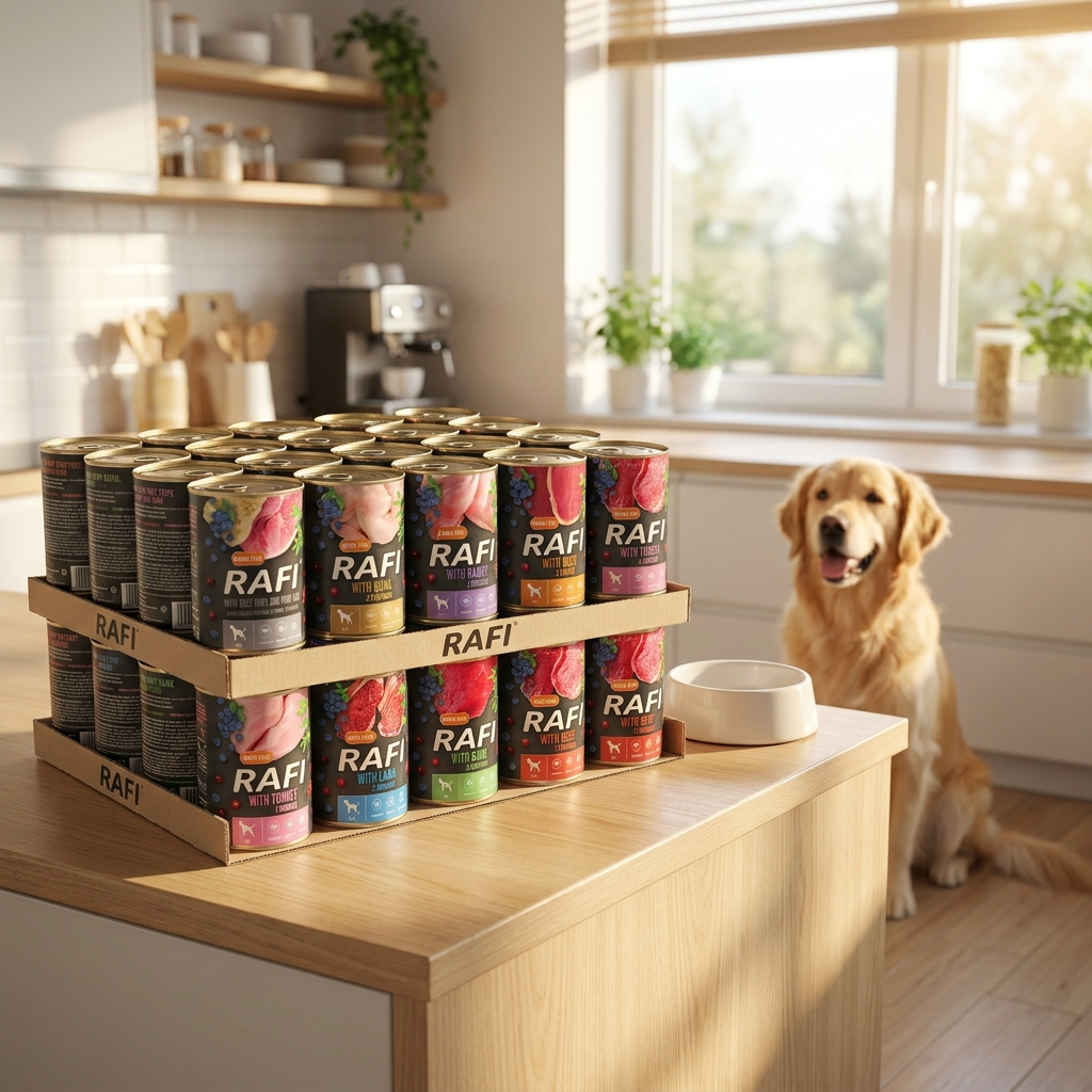 Rafi Premium mokra karma dla psa bezzbożowa 48 x 400 g – puszki, mix 8 smaków