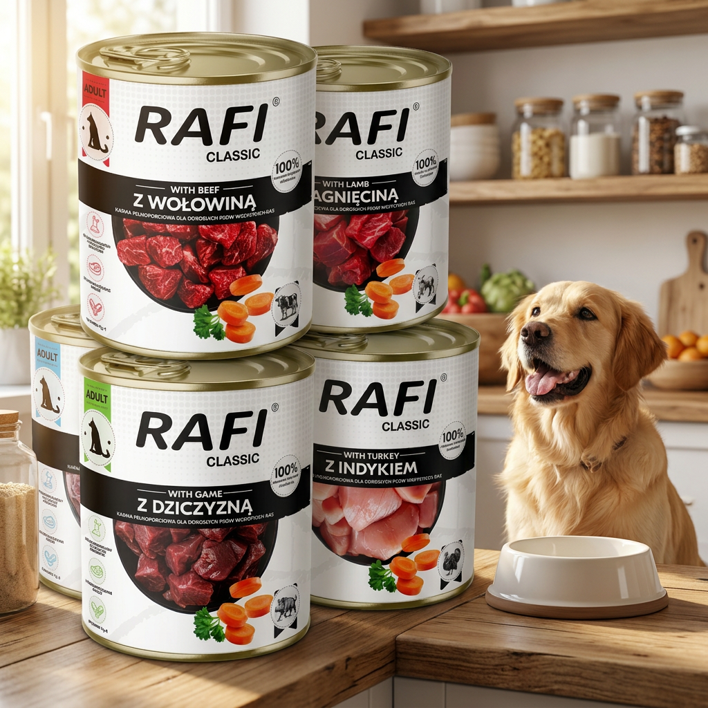 Dolina Noteci Rafi Classic karma mokra dla psa 24 x 800 g – mix 4 smaków, dorosłe psy