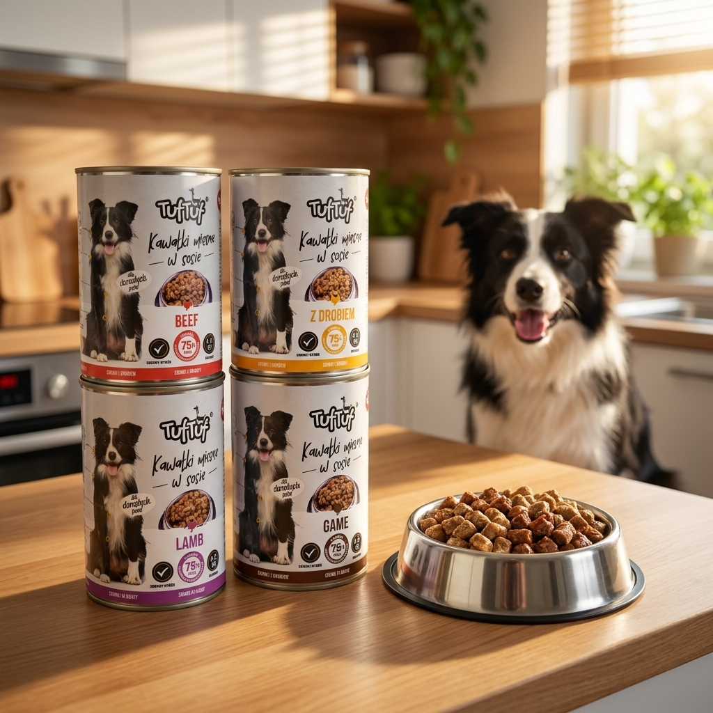 TufTuf mokra karma dla psa kawałki w sosie 24 x 415 g – dla dorosłych psów, mix smaków