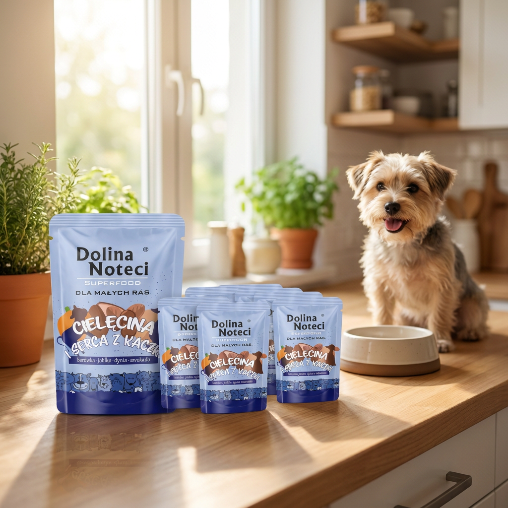 Dolina Noteci SuperFood mokra karma dla psów małych ras 10x100 g – cielęcina i serca z kaczki