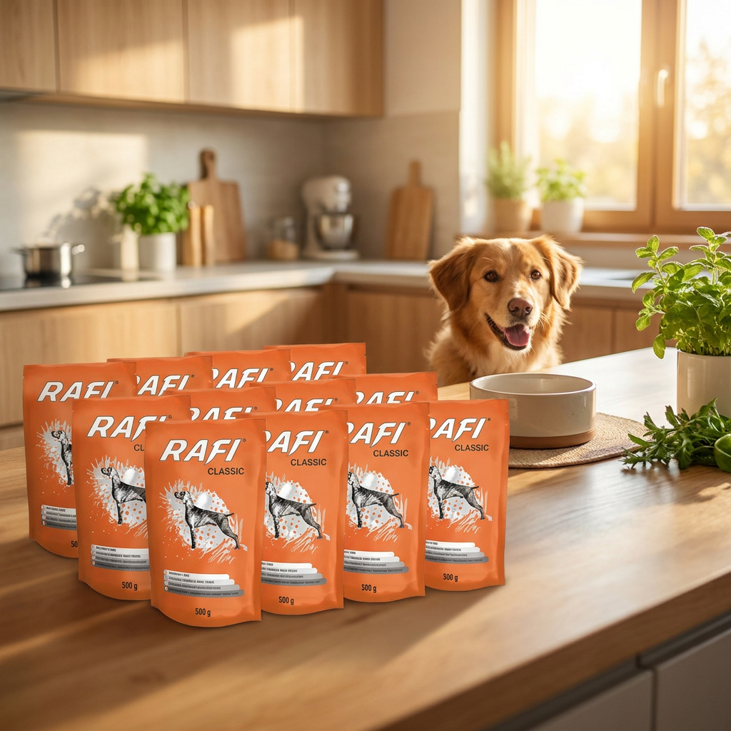 Rafi Classic mokra karma dla psa bezzbożowa 10 x 500 g – saszetki dla psów dorosłych
