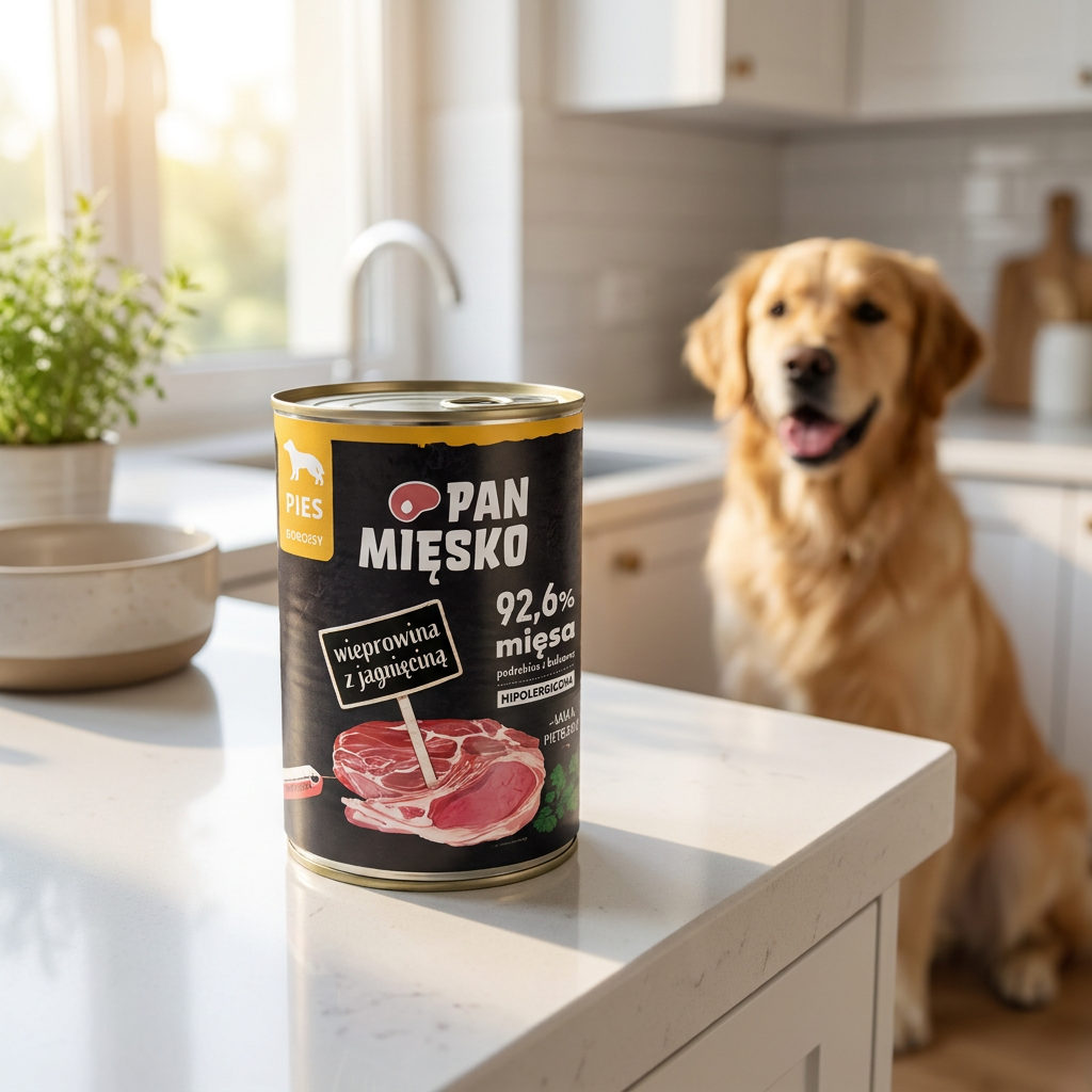 Pan Mięsko karma mokra dla psa bezzbożowa 400 g – puszka, wieprzowina z jagnięciną