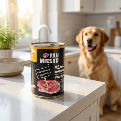 Pan Mięsko karma mokra dla psa bezzbożowa 400 g – puszka, wieprzowina z jagnięciną
