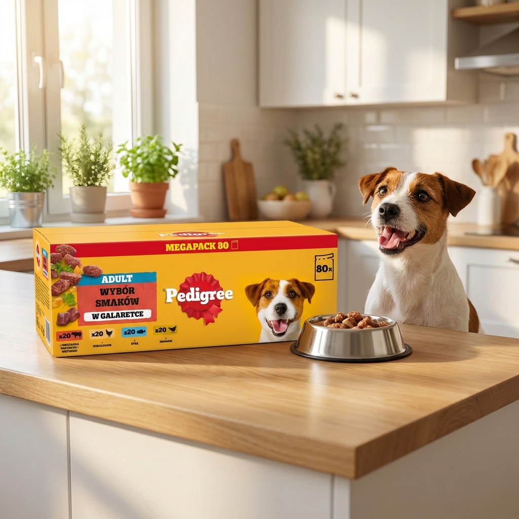 Pedigree mokra karma dla psa dorosłego w galaretce z warzywami 80 x 100 g – mix smaków