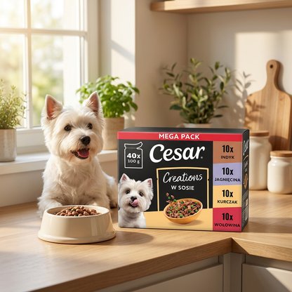 Cesar Creations mokra karma dla psa w sosie 40 x 100 g – saszetki, mix smaków