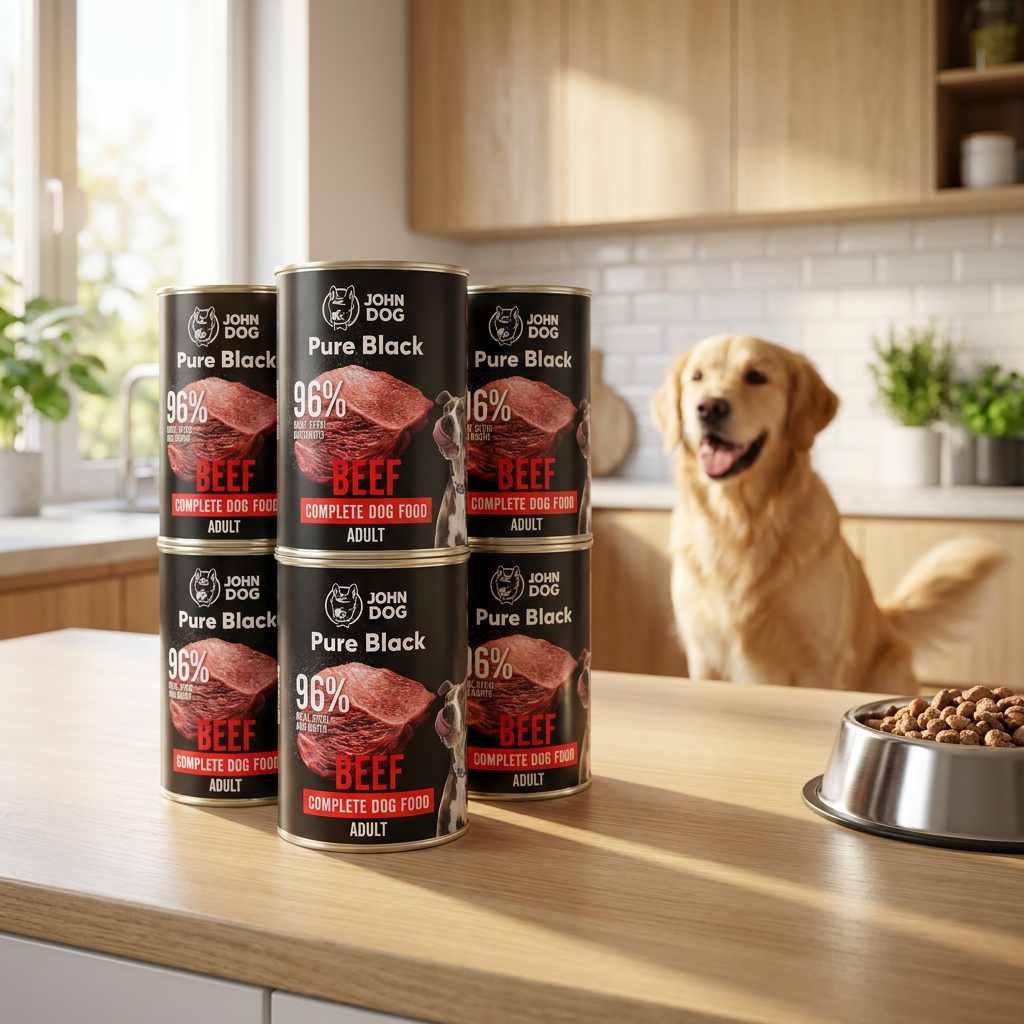 John Dog Pure Black Adult karma mokra dla psa wołowina 6x400 g – bezzbożowa, monoproteinowa