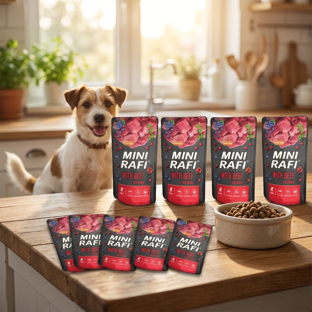Rafi Mini mokra karma dla psa małych ras z wołowiną, bezzbożowa 10x150 g – saszetki