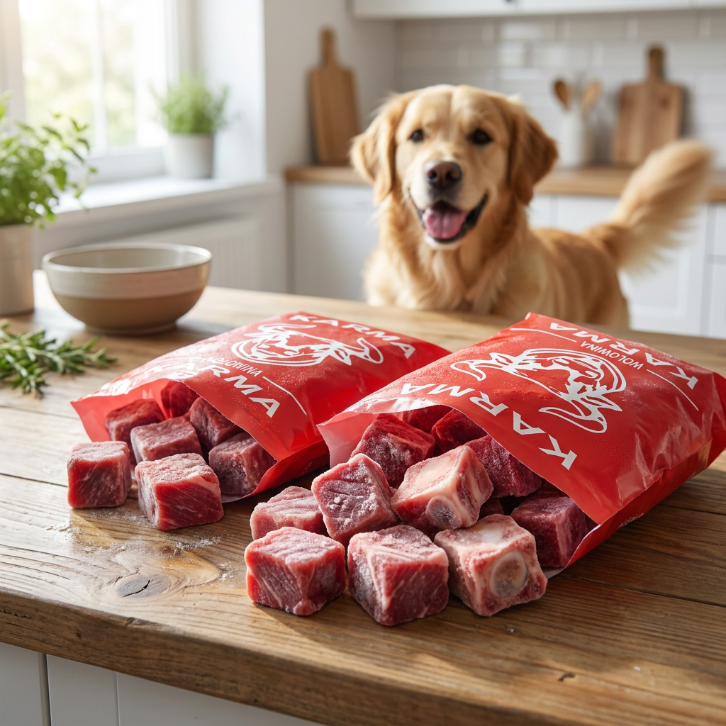 Karma BARF dla psa wołowina 10 kg – mrożona surowa, z kością, 40 kostek po 250 g