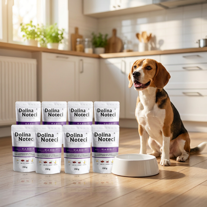 Dolina Noteci Premium mokra karma dla psa bezzbożowa, saszetki 10 x 150 g – królik z żurawiną